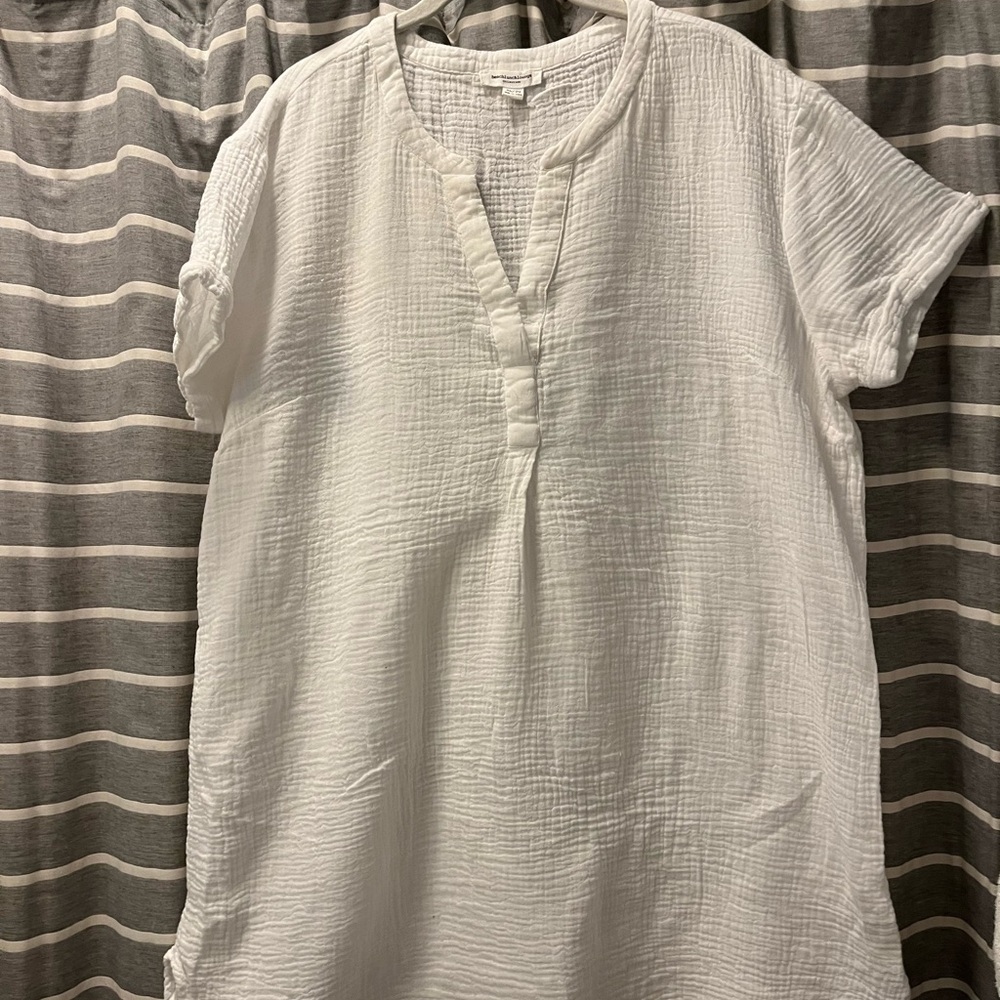 Beachlunchlounge White Textured Short Sleeve Tunic